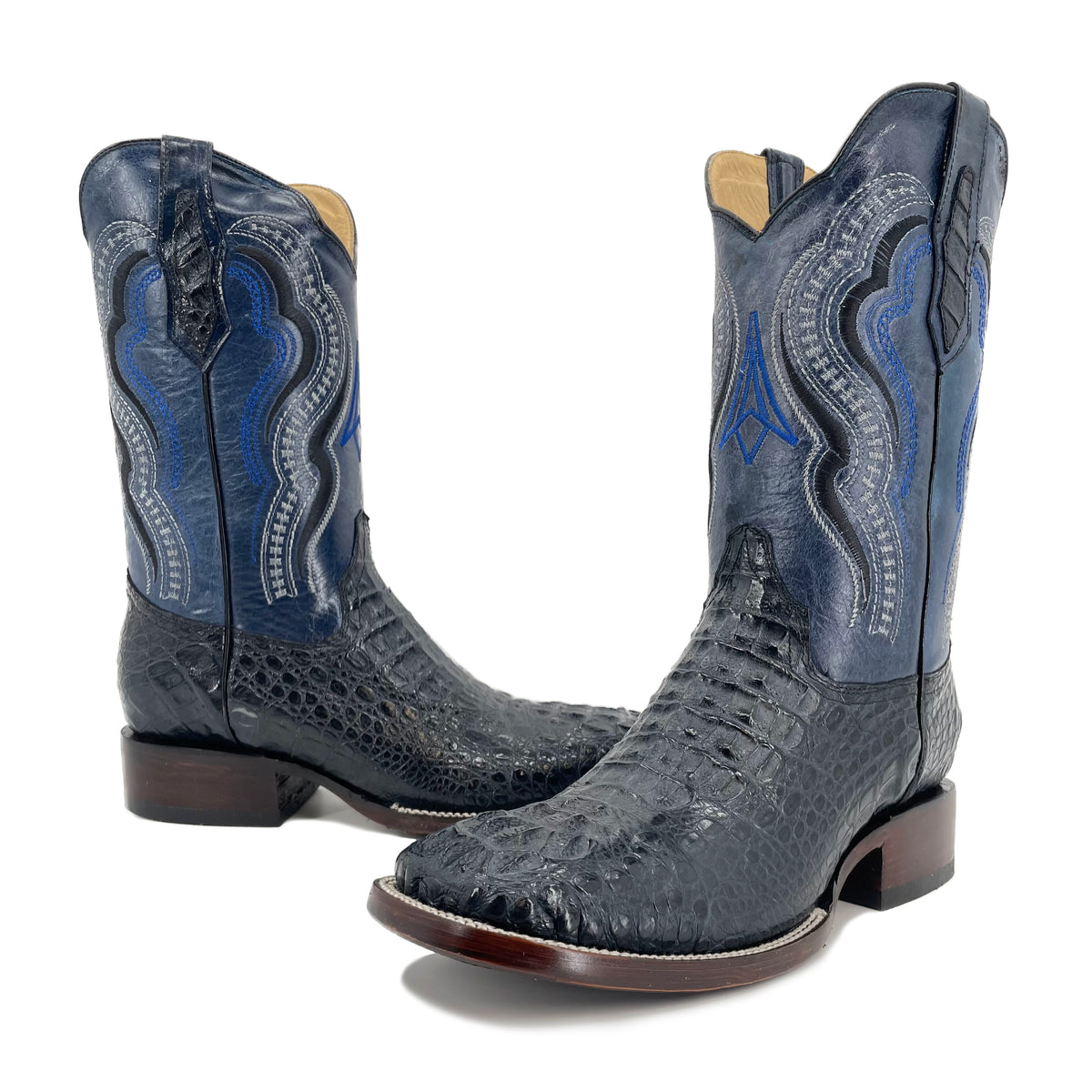 Grey Blue Alligator Boots The Rocky Navy Blue - Main Image