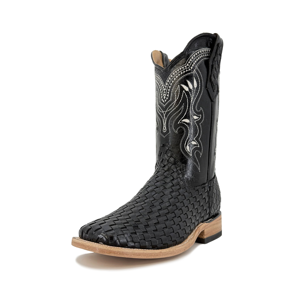 Men Bulldog Woven Boot - Black – Roman Boots TX RB display picture 1