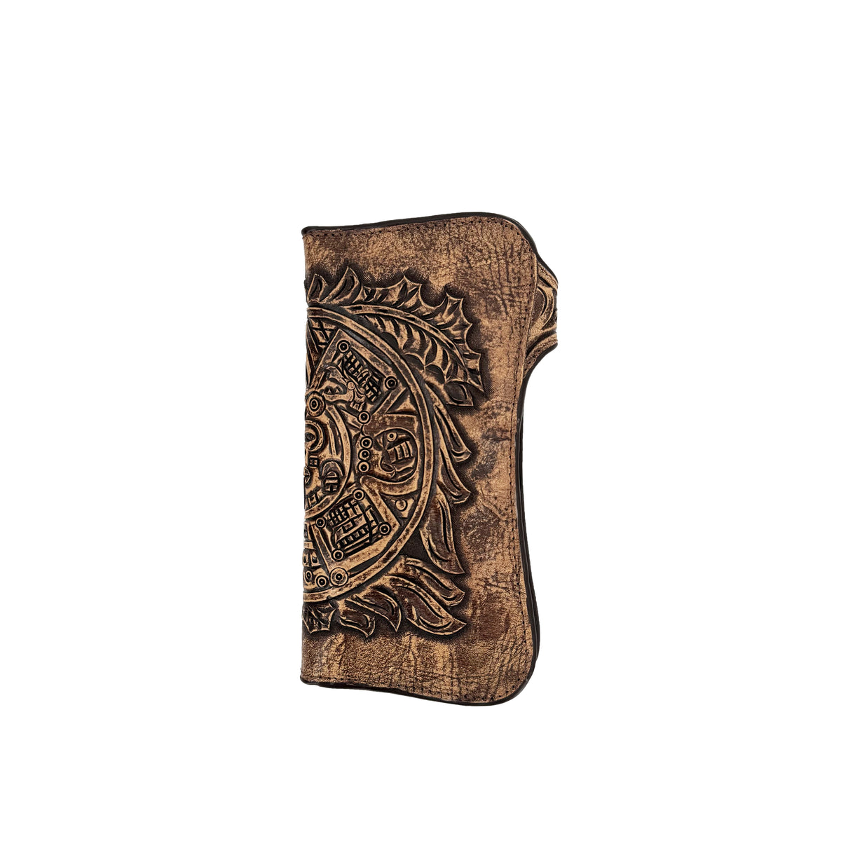 Men's Hand-Tooled Western Wallet - Aztec Calendar Rustic – Roman