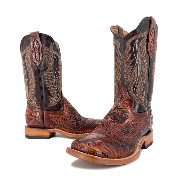 Men's Bulldog Hand Tooled Boots- Wrath of the Eagle Bitone