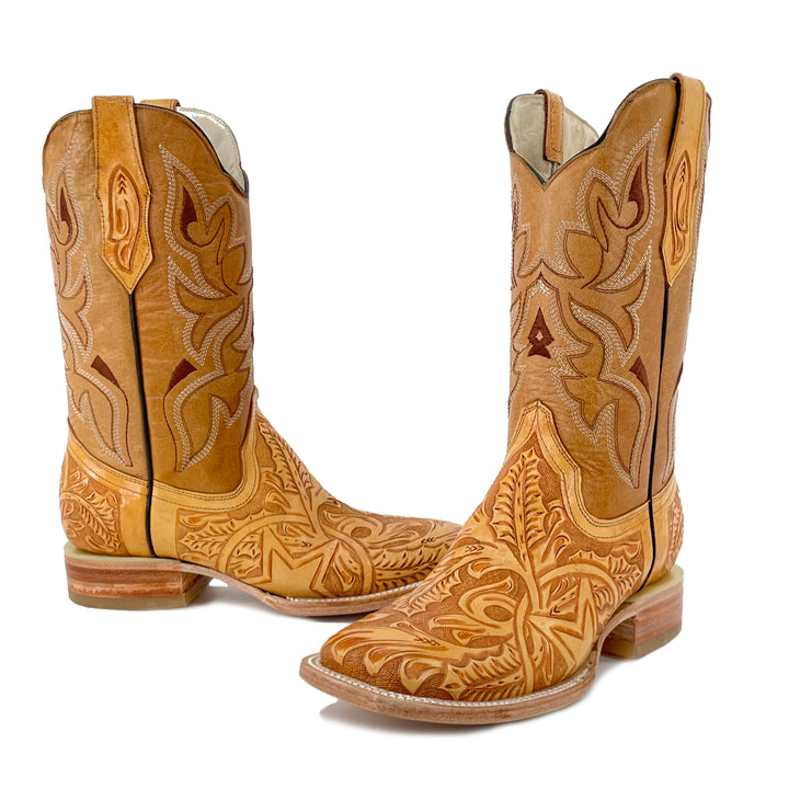 Men's Bulldog Hand Tooled Boots - Lone Star Natural