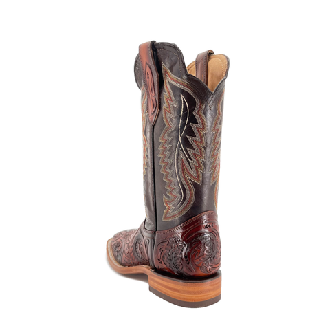 Men Bulldog Hand Tooled Boots - Old Leaf Cognac – Roman Boots TX RB