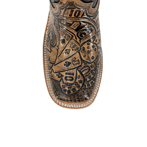 Women's Square Toe Handtooled Boots - Bitone – Roman Boots TX RB