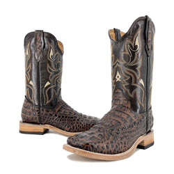 Men's Bulldog Exotic Leather Print Boots - Caiman Brown