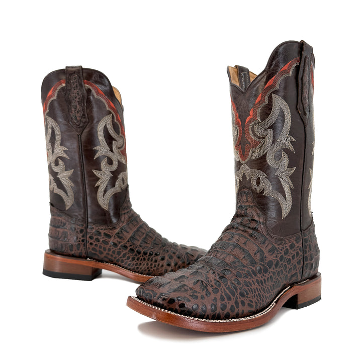 Men's Bulldog Exotic Leather Print Boots - Caiman Brown