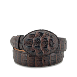 Men's  Printed Caiman Leather Belt - Brown