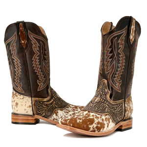 Men's Hand-Tooled Bulldog Boots Long Horn Cowhide | Roman Boots TX