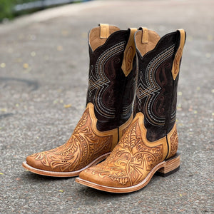 Men's Bulldog Hand Tooled Boots - Lone Star Orix – Roman Boots TX RB