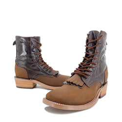 Lace Up Western Men's  Boots - Tan