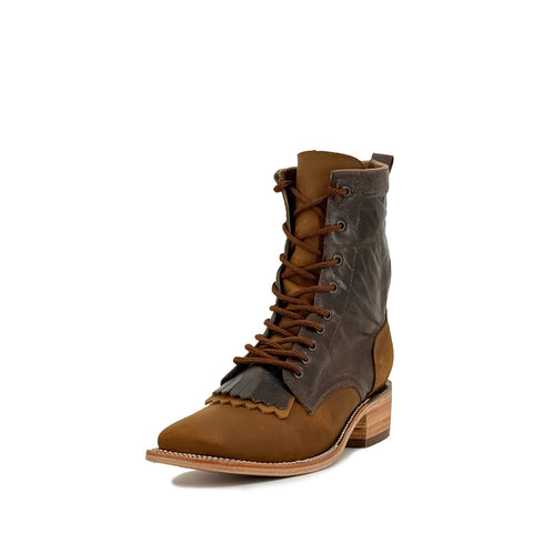 REM ROM Boots Mens 42 Brown Leather Lined Lace Up Hand Made In Italy Cap Toe Commander Cap Toe Boots in Riviera Whiskey Leather | Andres main image 2