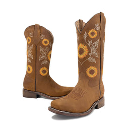 Women's Rodeo Boots - Sunflowers Brown