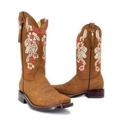 Women's Rodeo Boots - Feathers Crazy Tan