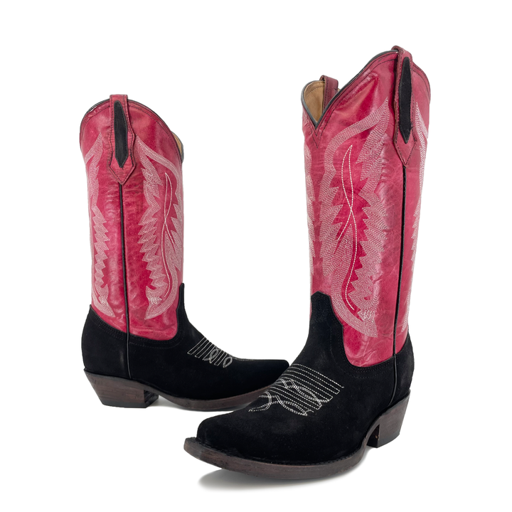 Women's Texan Boots - Rough Out Black