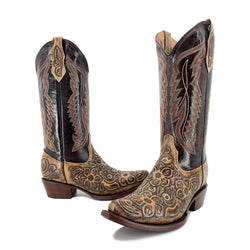 Women's Texan Handtooled Boots - Floral Rustic
